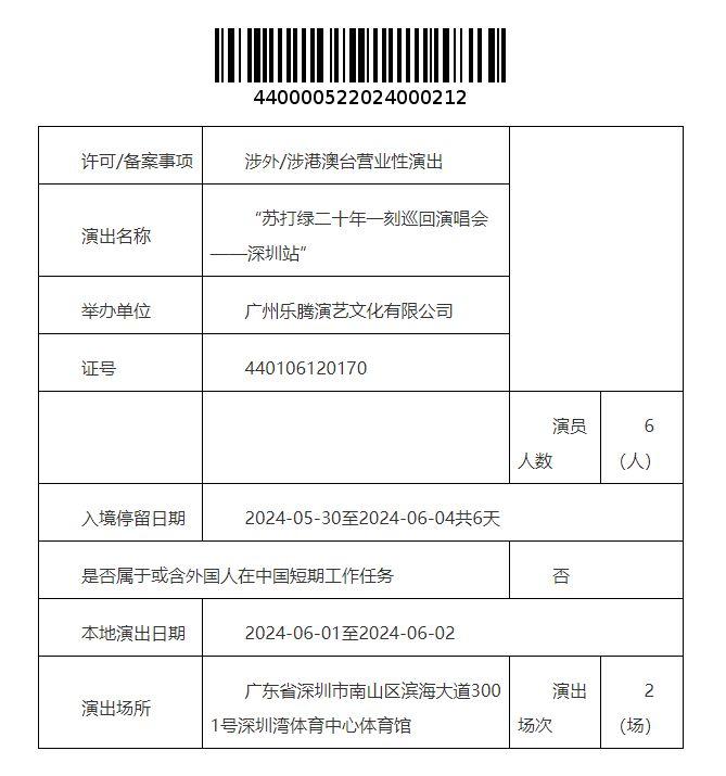 2024苏打绿深圳演唱会时间+地点+门票