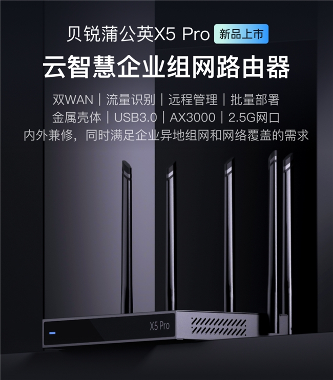 贝锐蒲公英全新企业路由器X5 Pro，异地组网性能飙升261%！